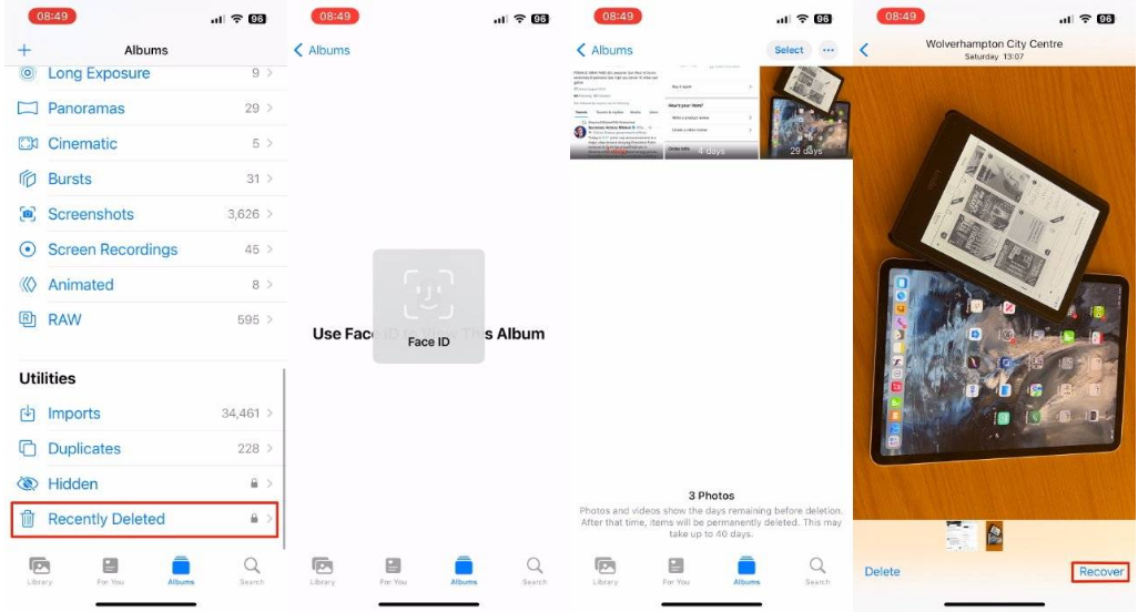 古塔苹果14维修分享 iPhone14 上恢复已删除的照片 