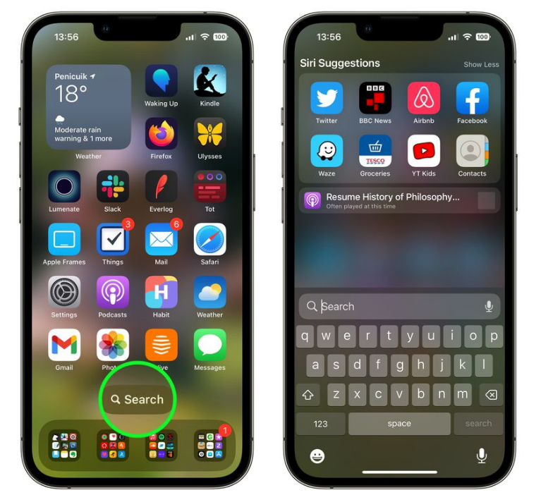古塔苹果手机维修分享升级到 iOS 16 后，如何删除主屏幕上的搜索按钮 